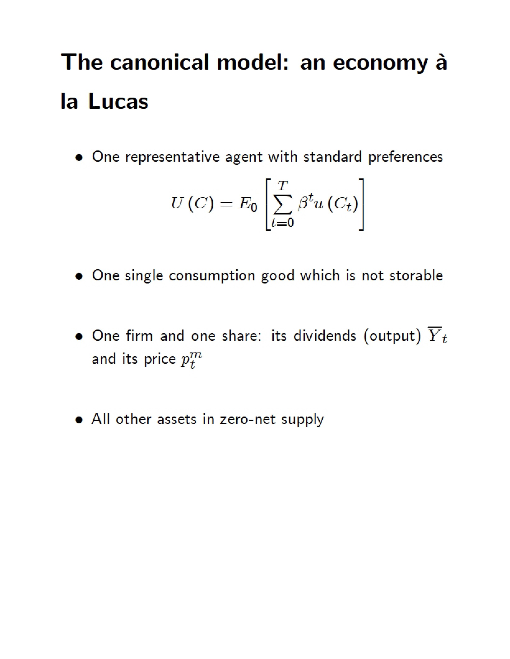 Economy a la Lucas Canonical Model