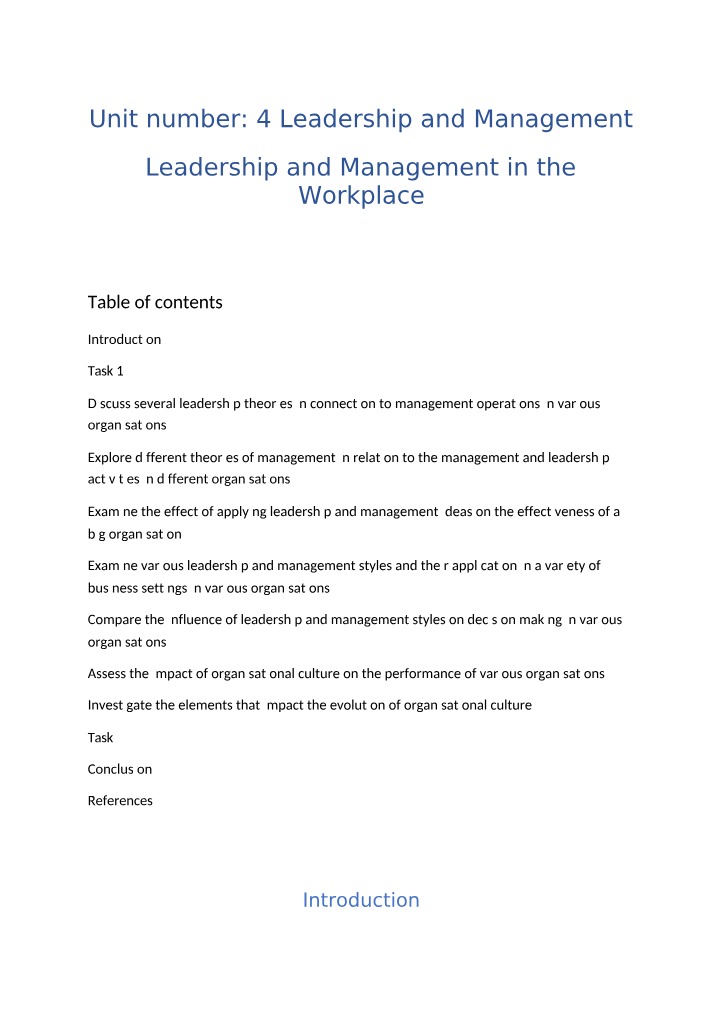 Leadership Theories and Management Operations