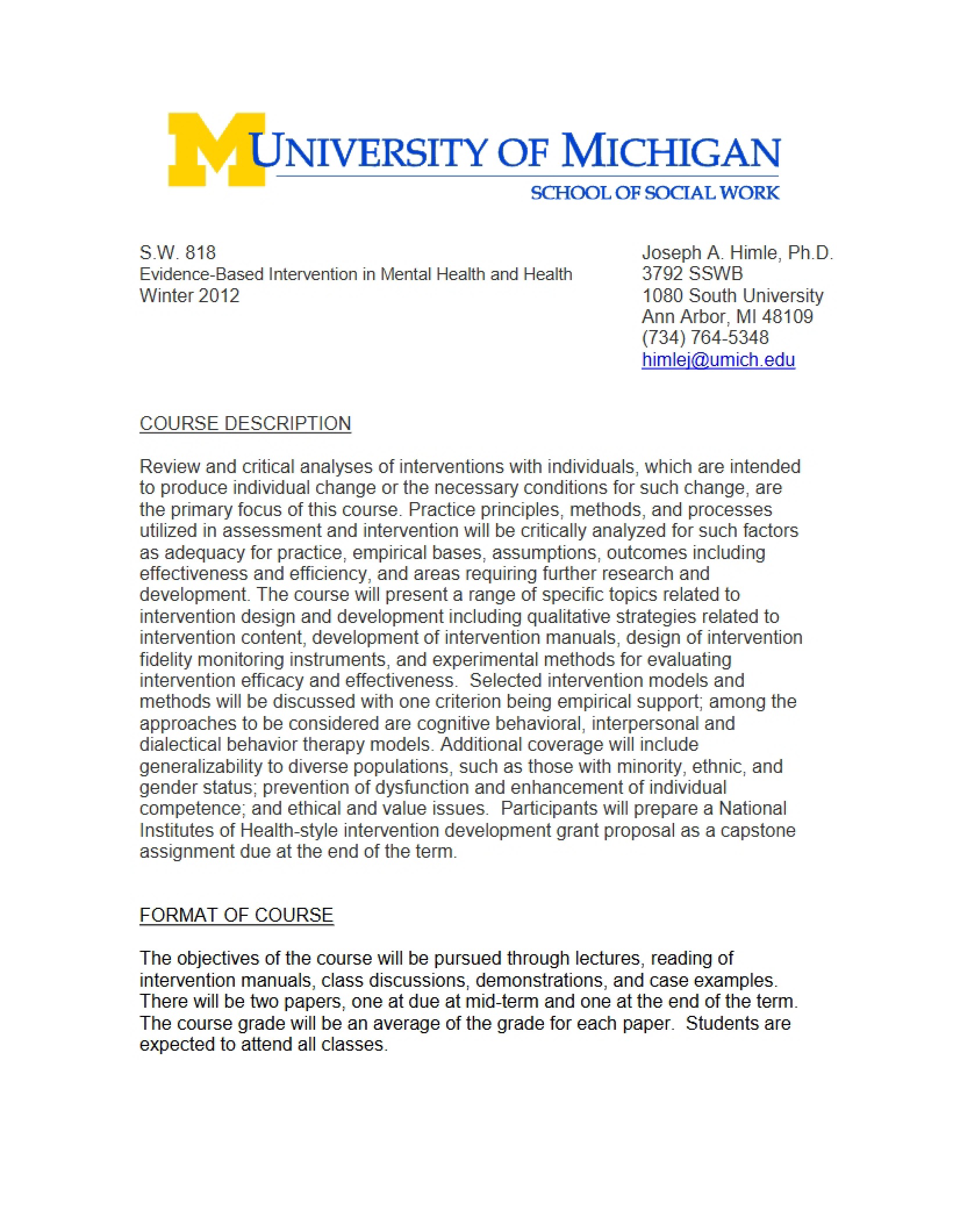 Syllabus for SW 818