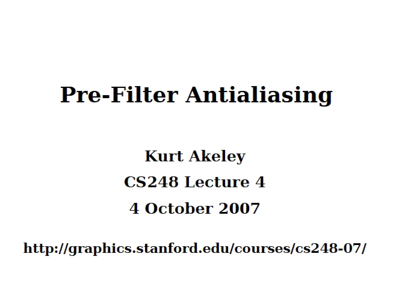 Introduction to Pre-Filter Antialiasing