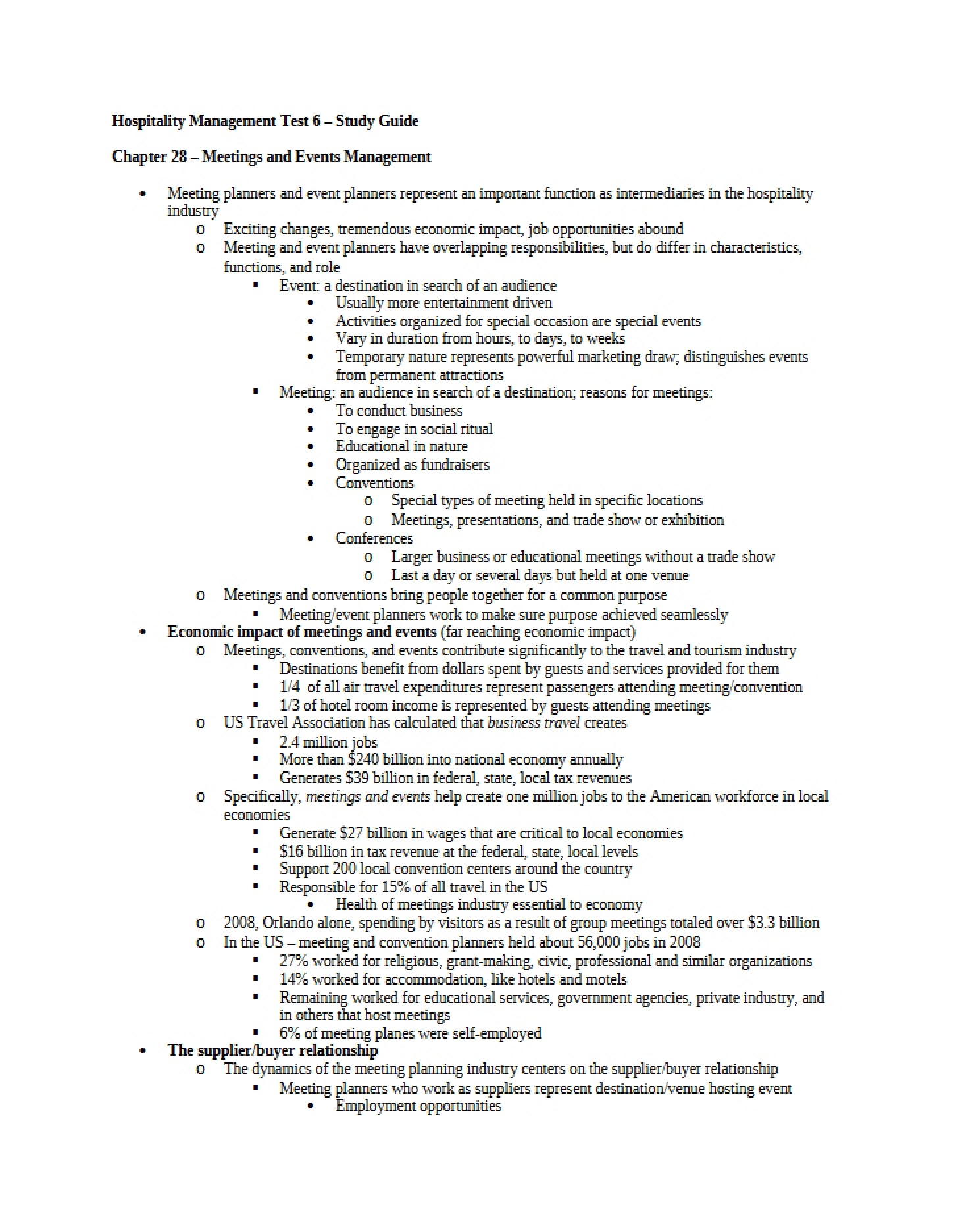 Chapter 28 Event and Meeting Management