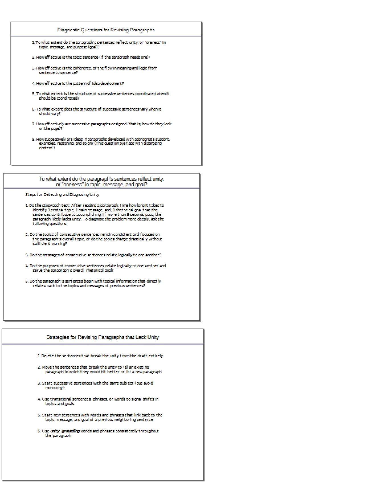 Exercise in Revising Paragraphs