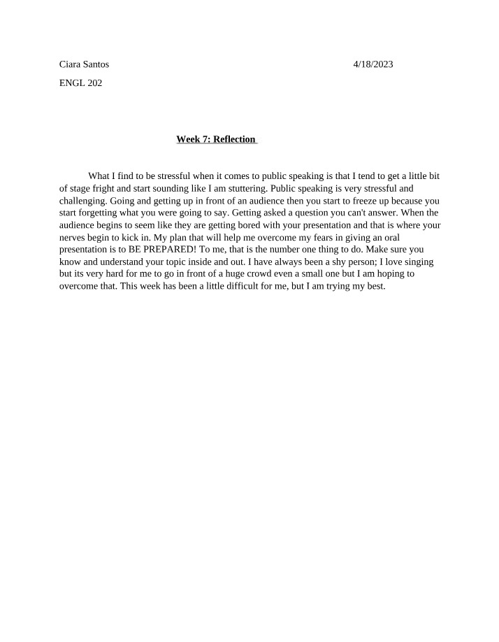 Reflection for Week 7