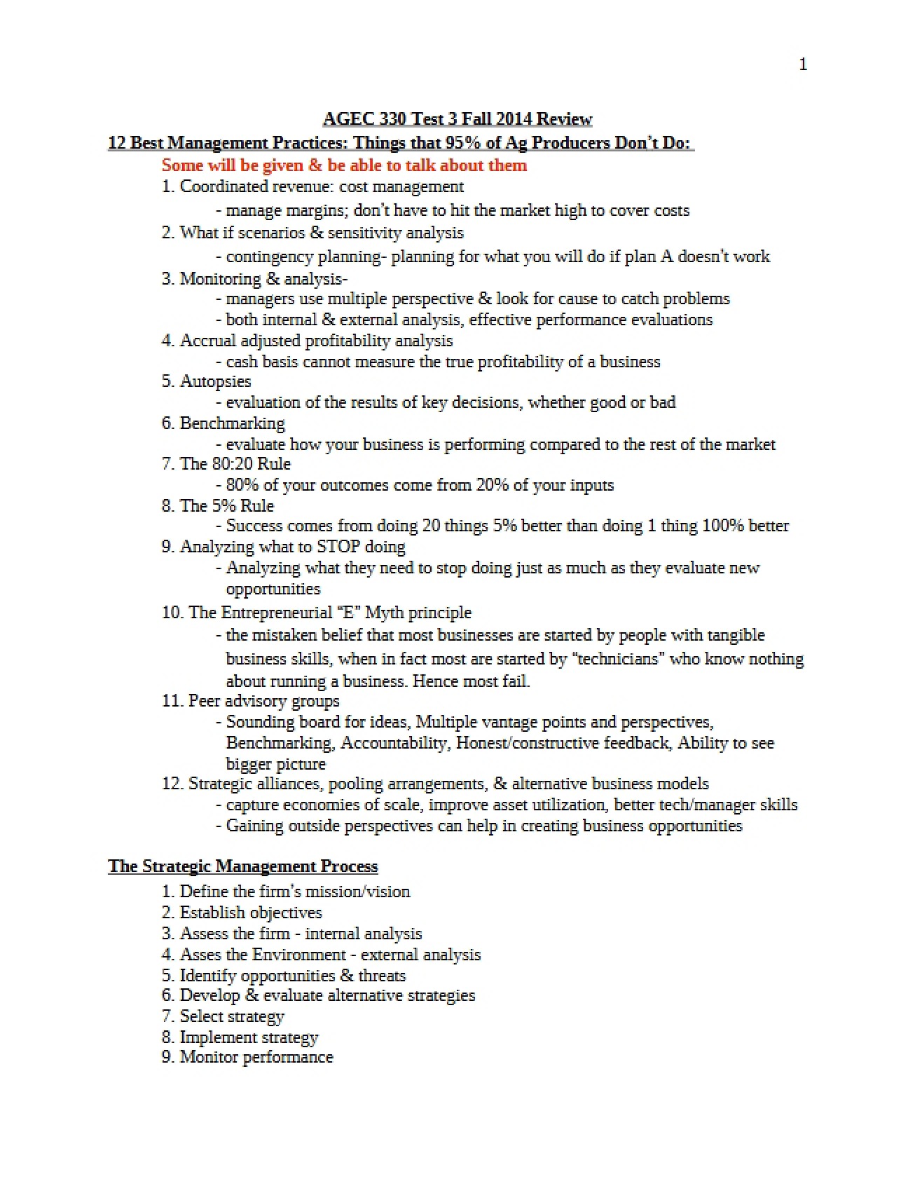 Third Test for Financial Management in Agriculture