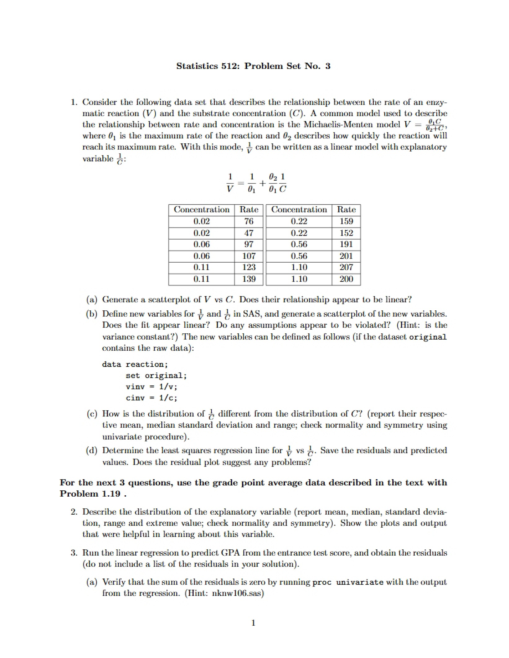 Third Problem Set