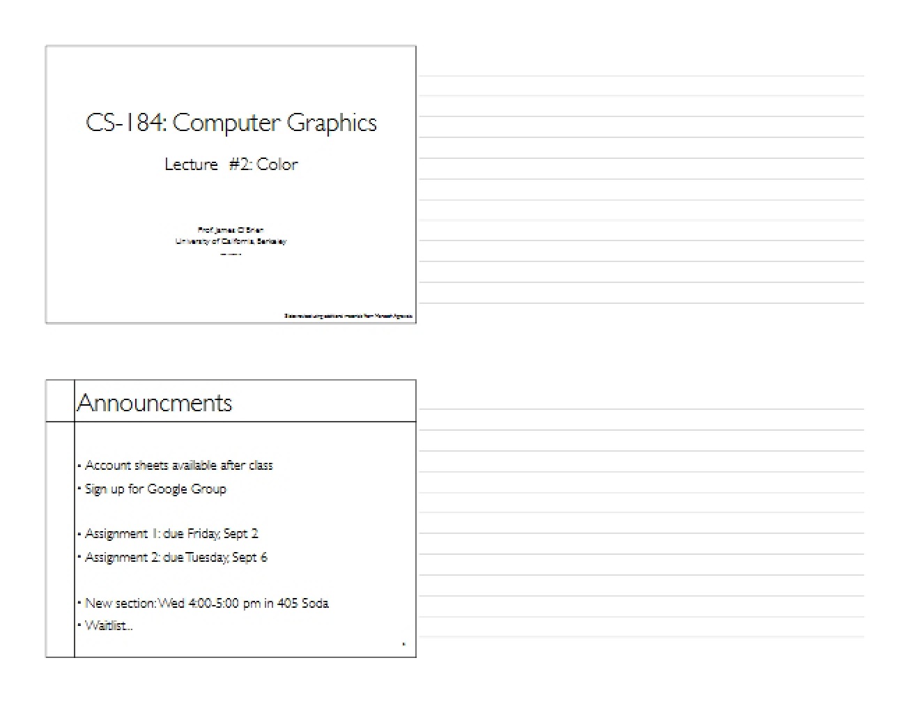Class Notes for Graphics