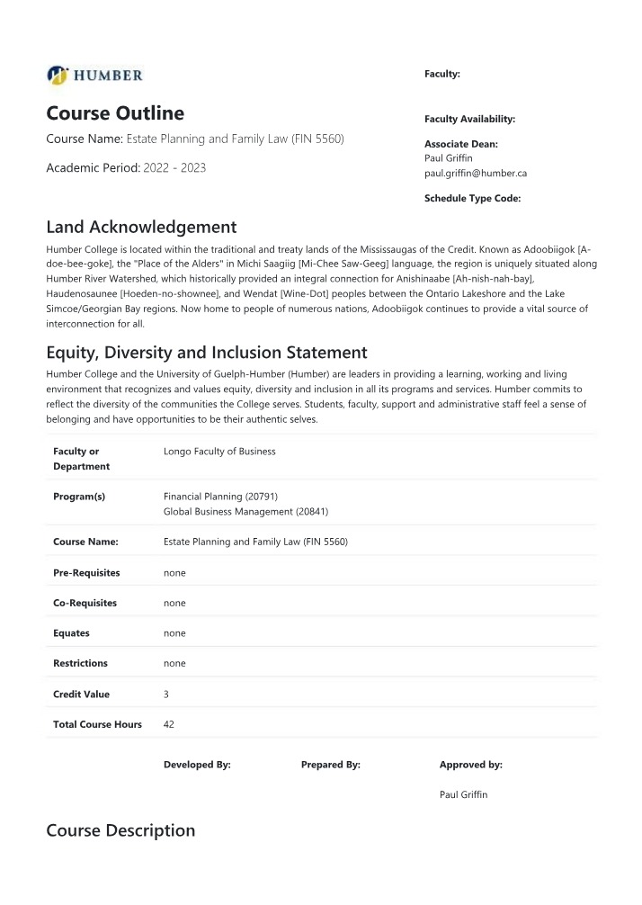 FIN 5560 - Course Outline