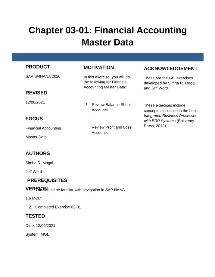 Financial Accounting Master Data - Chapter 03-01
