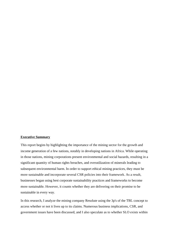 Case Study - Resolute Mining Sustainability Practices