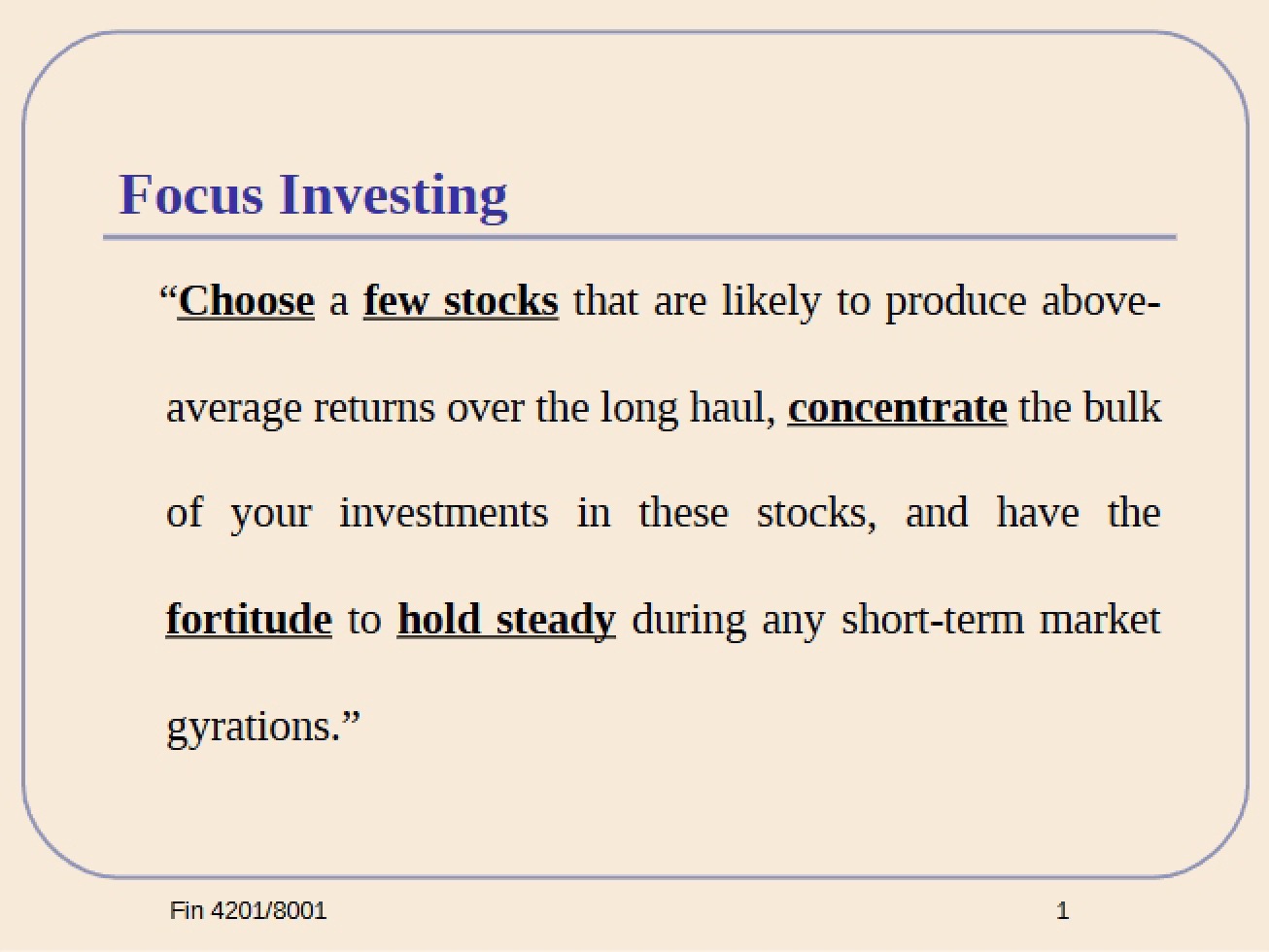 Investing with Focus