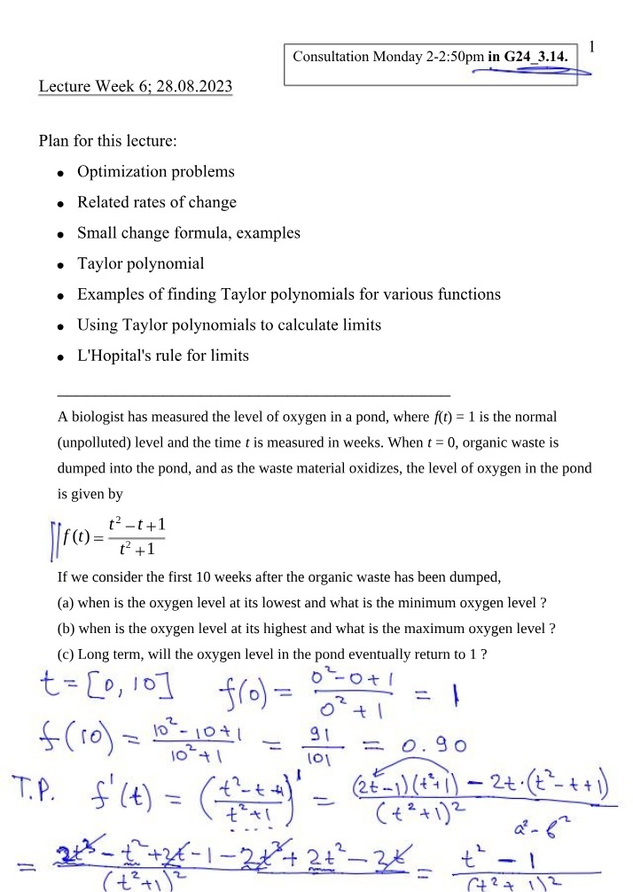 Week 6 Calculus Lecture