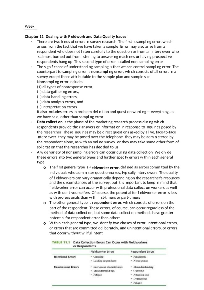 Marketing Research Week 7 Materials