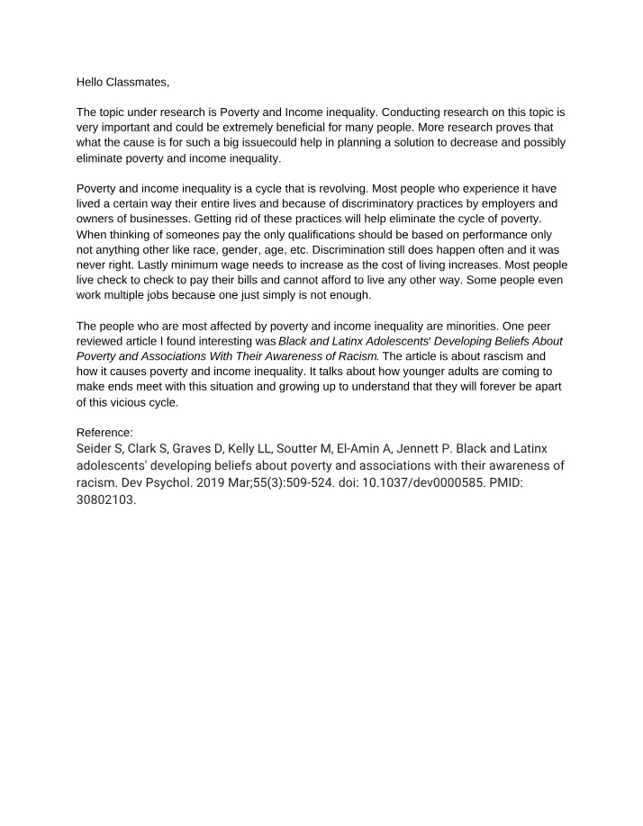 Research Paper - Poverty and Income Inequality