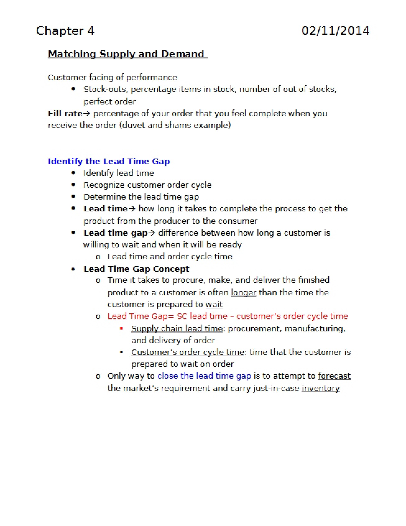 Concept of Matching Supply and Demand