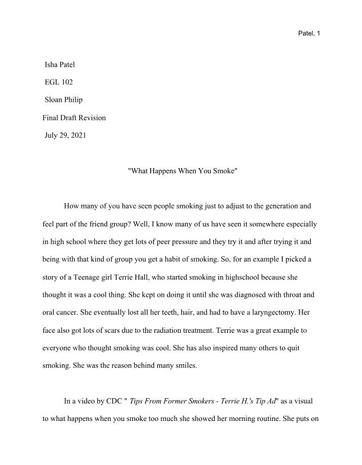 Consequences of Smoking - The Story of Terrie Hall