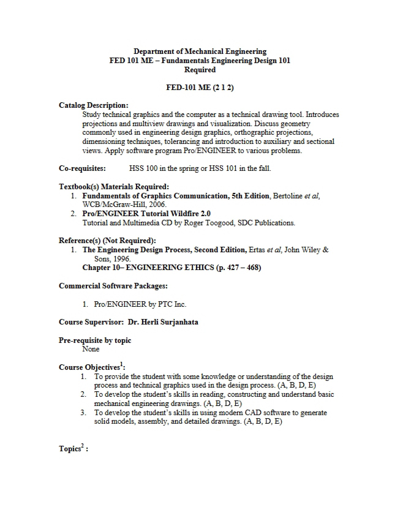 FED 101 Syllabus