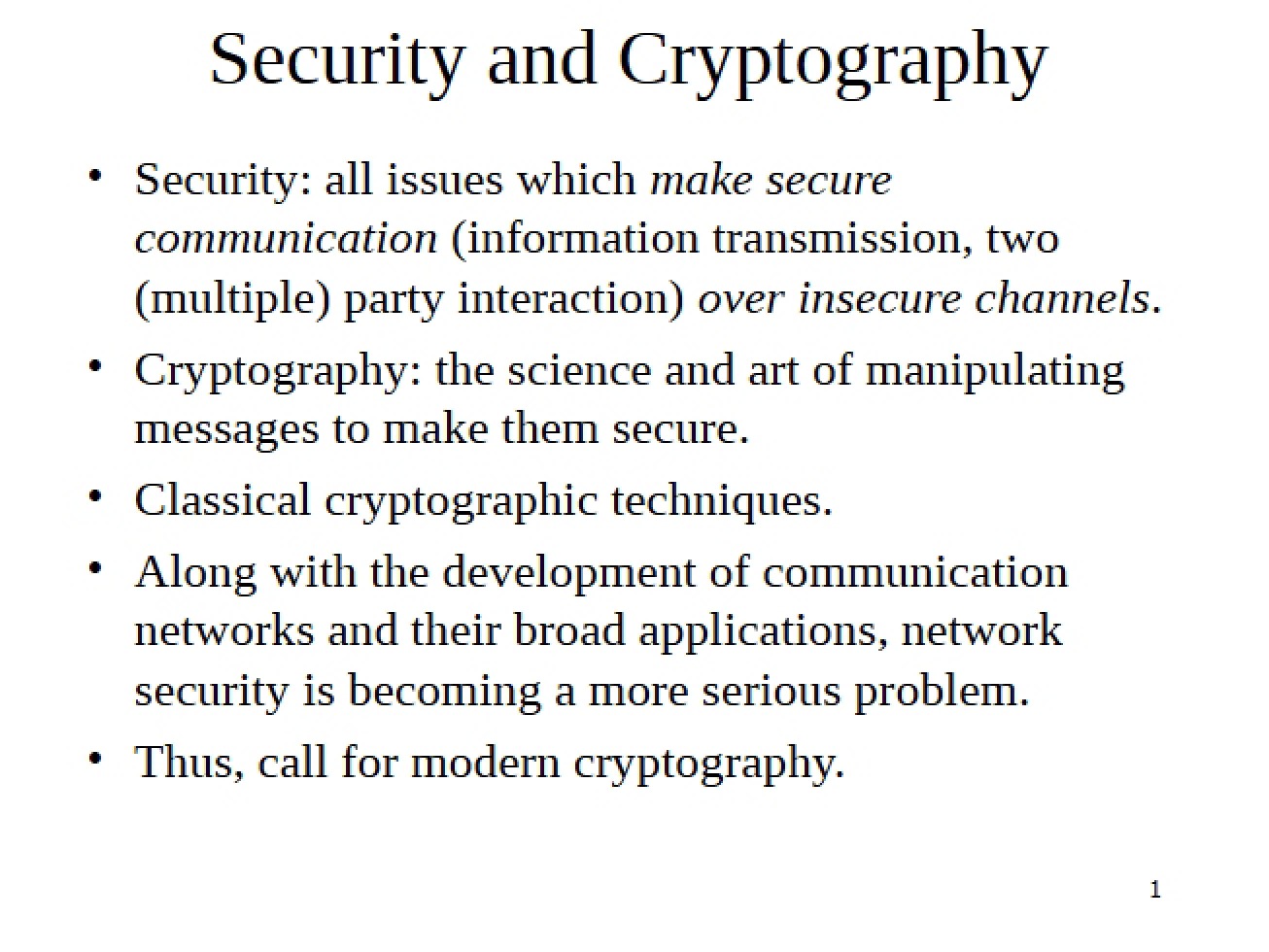 Cryptography and Security