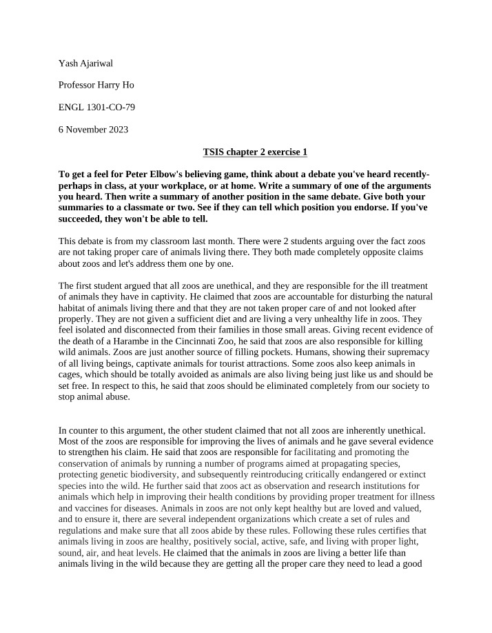 Zoo Ethics Debate