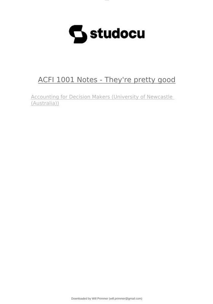 ACFI 1001 Study Notes