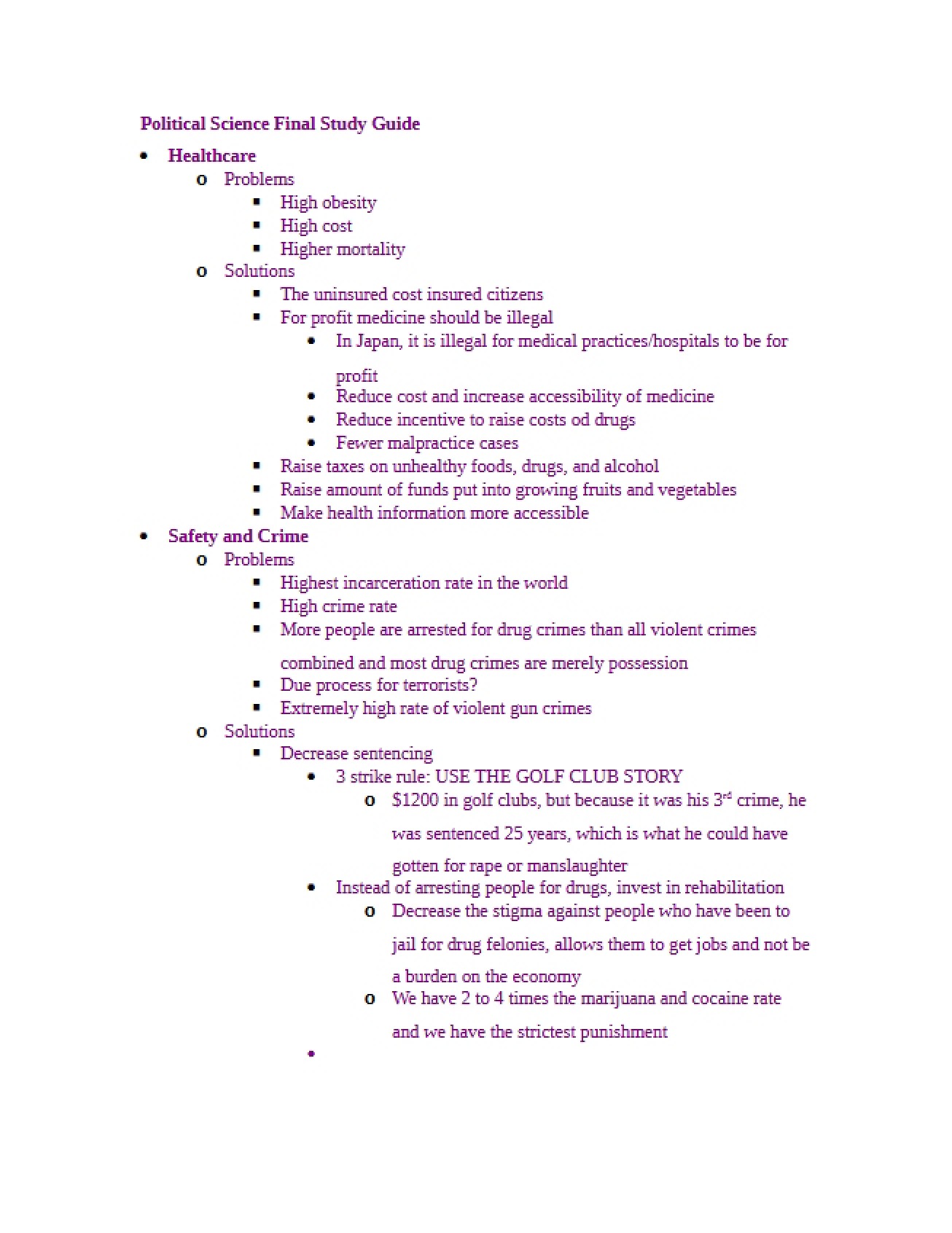 Study Guide for Final Exam