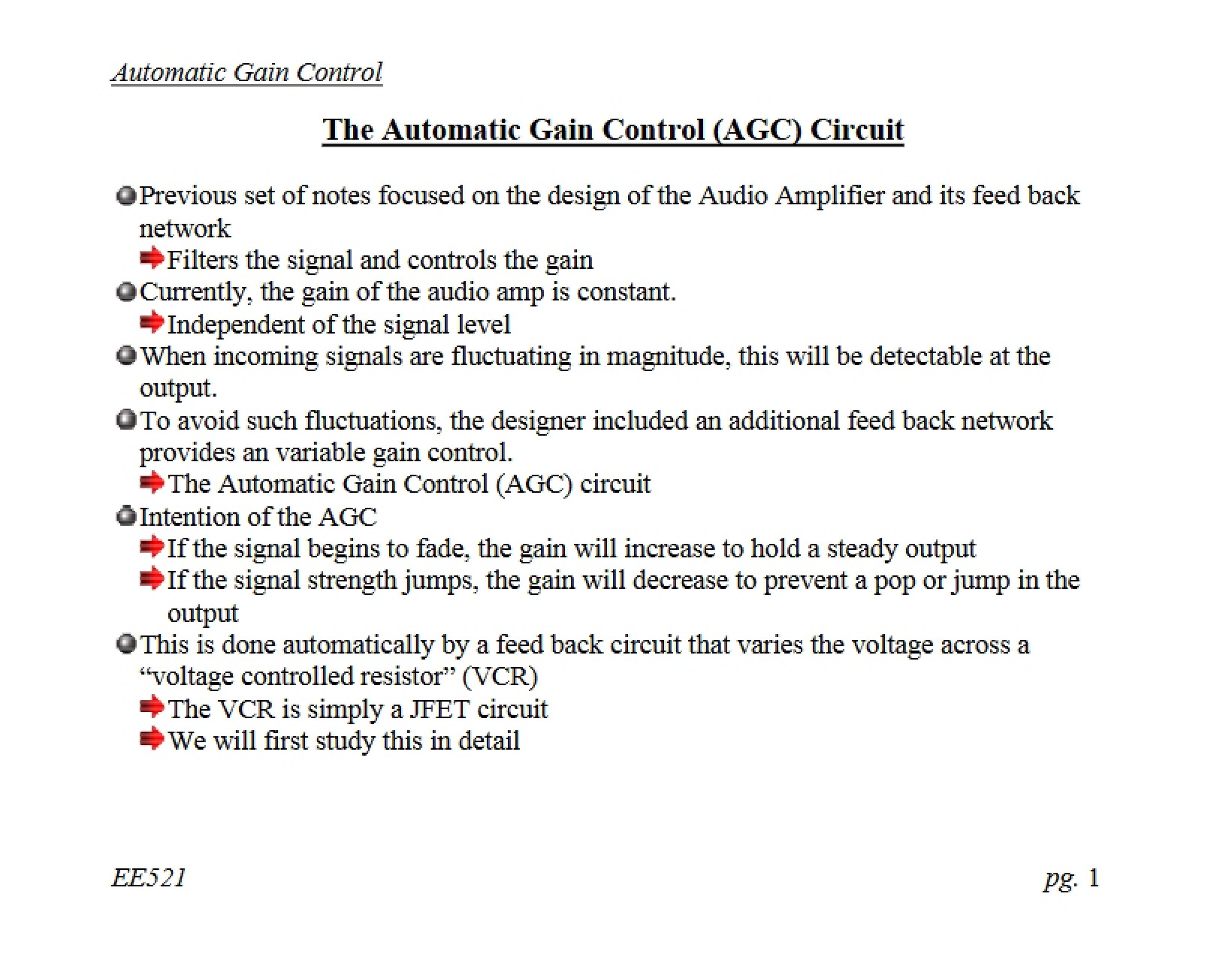 Circuit for Automatic Gain Control