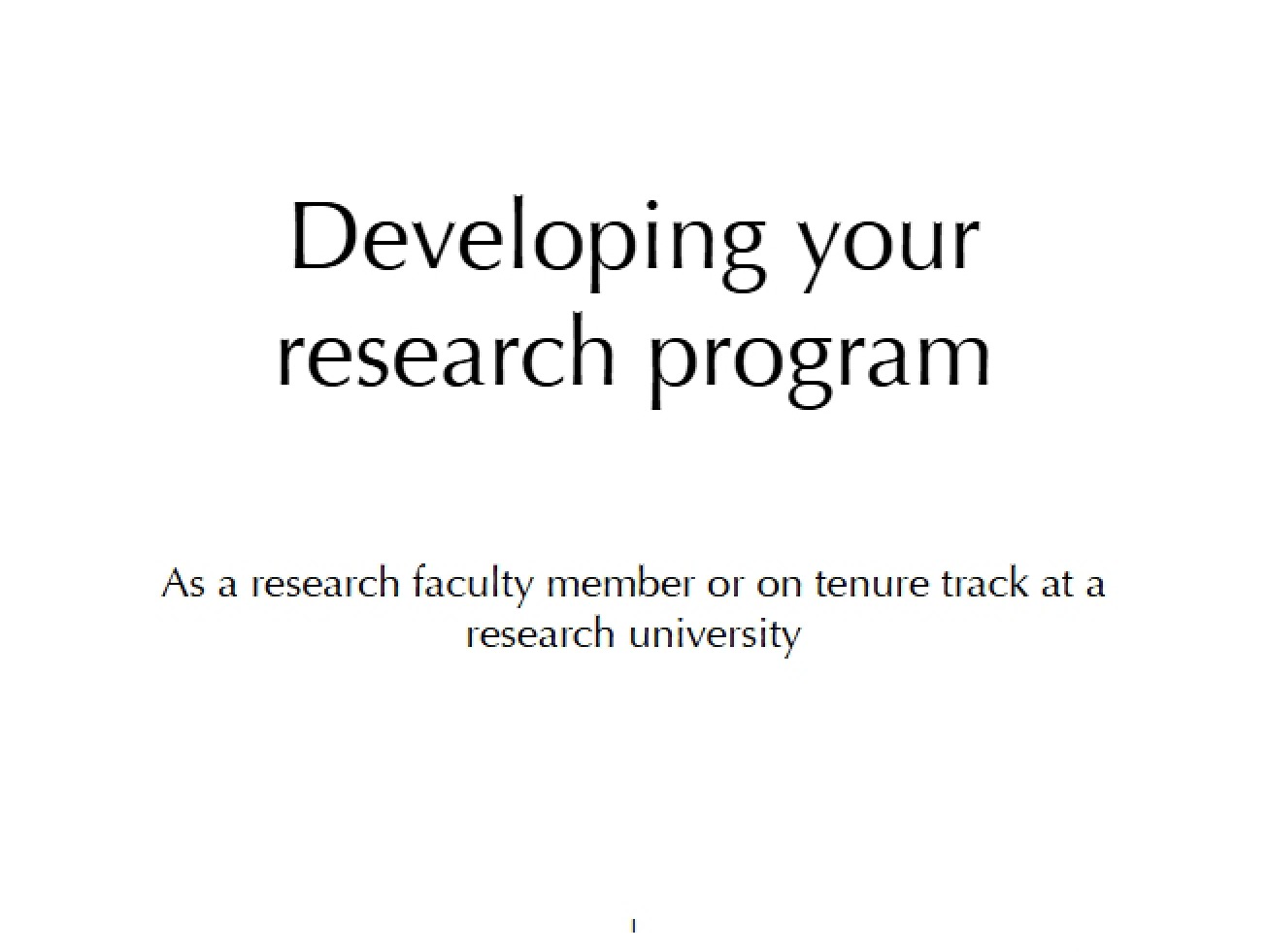 Strategies for Research Program Development