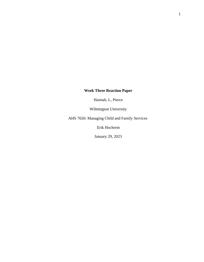 Reaction Paper for Week 3