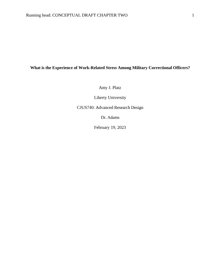 Work-Related Stress Among Military Correctional Officers