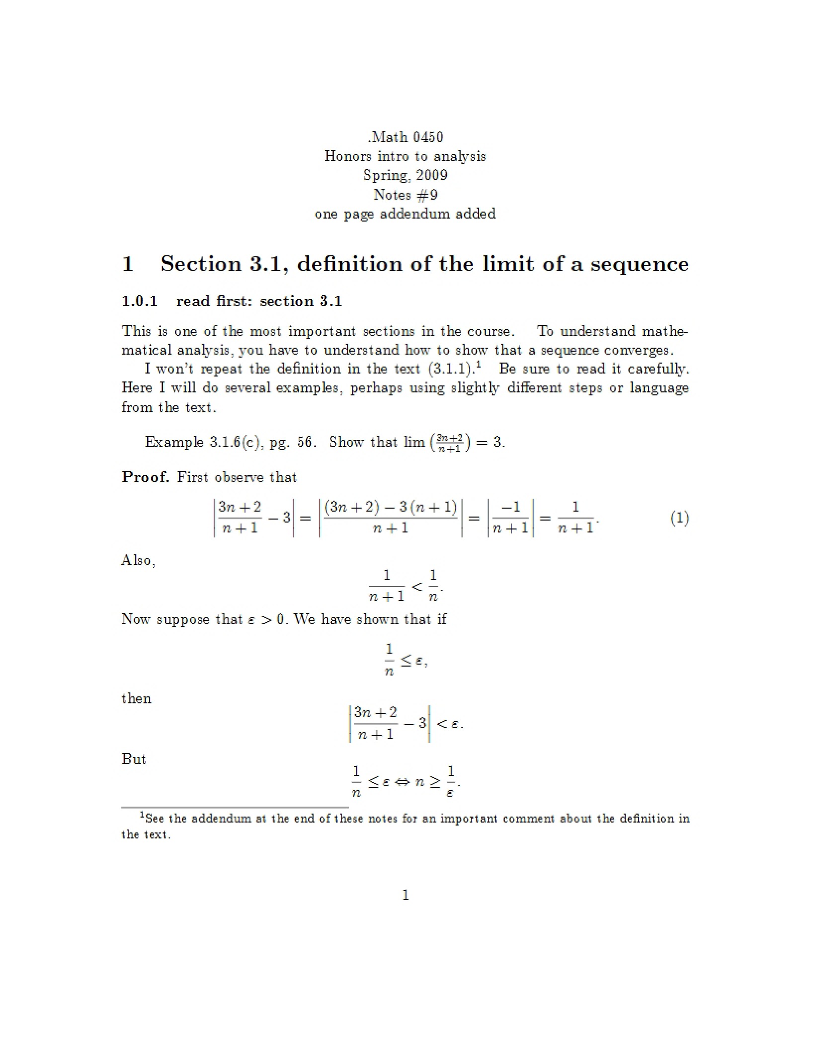 Class Notes MATH 0450