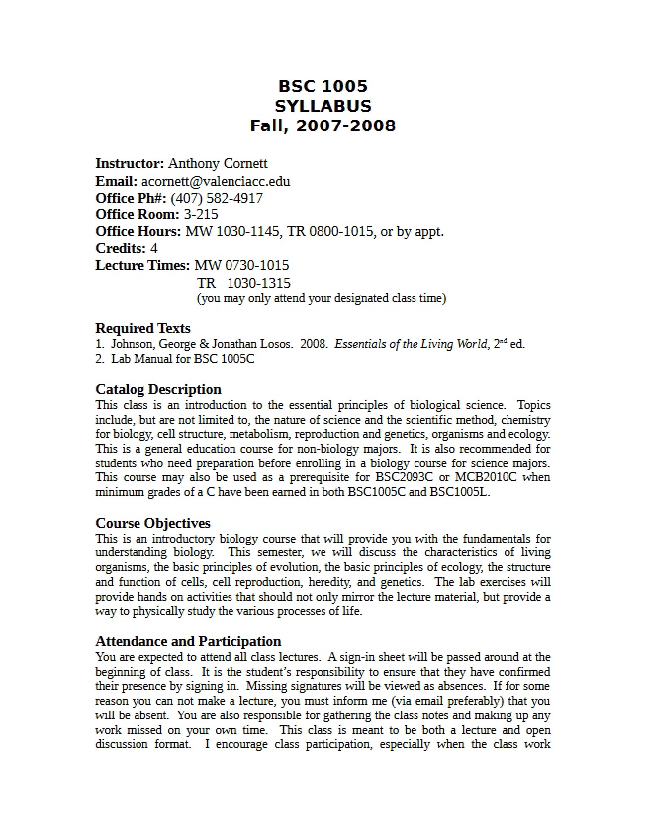Course Syllabus
