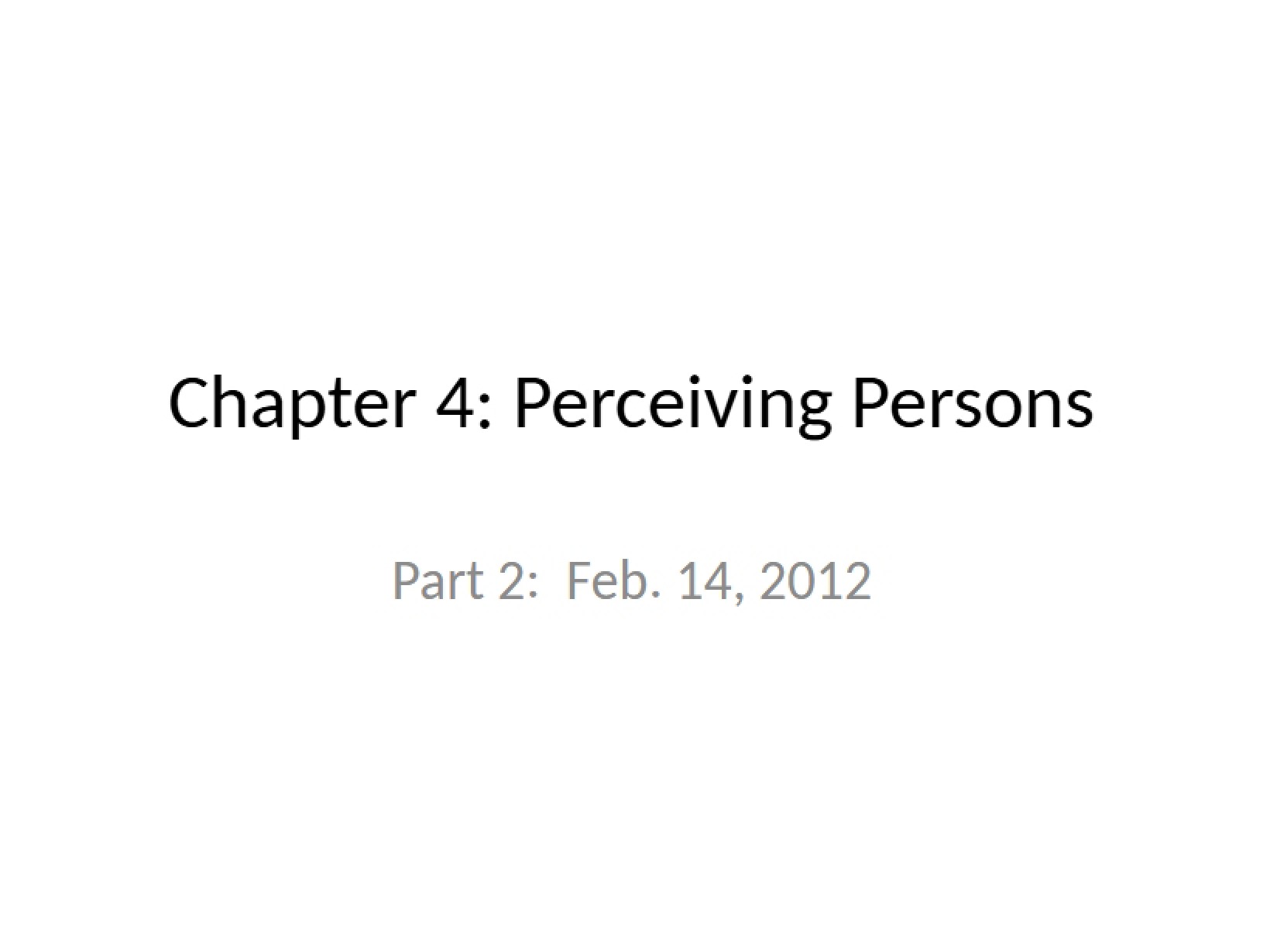 Social Perception