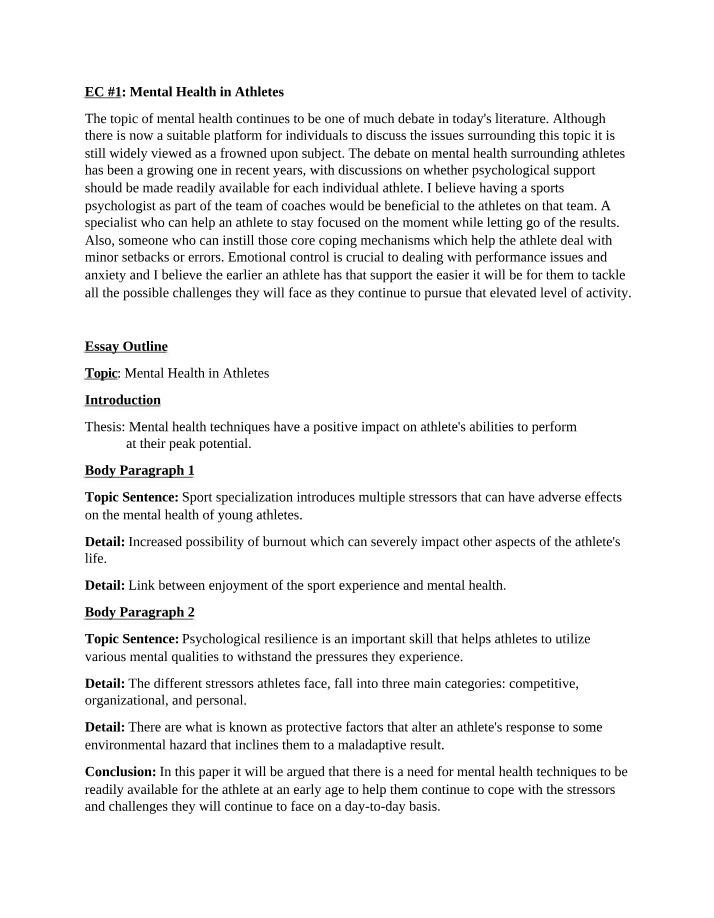 Mental Health in Athletes (EC #1)