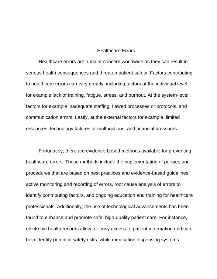 Preventing Healthcare Errors - Training and Strategies
