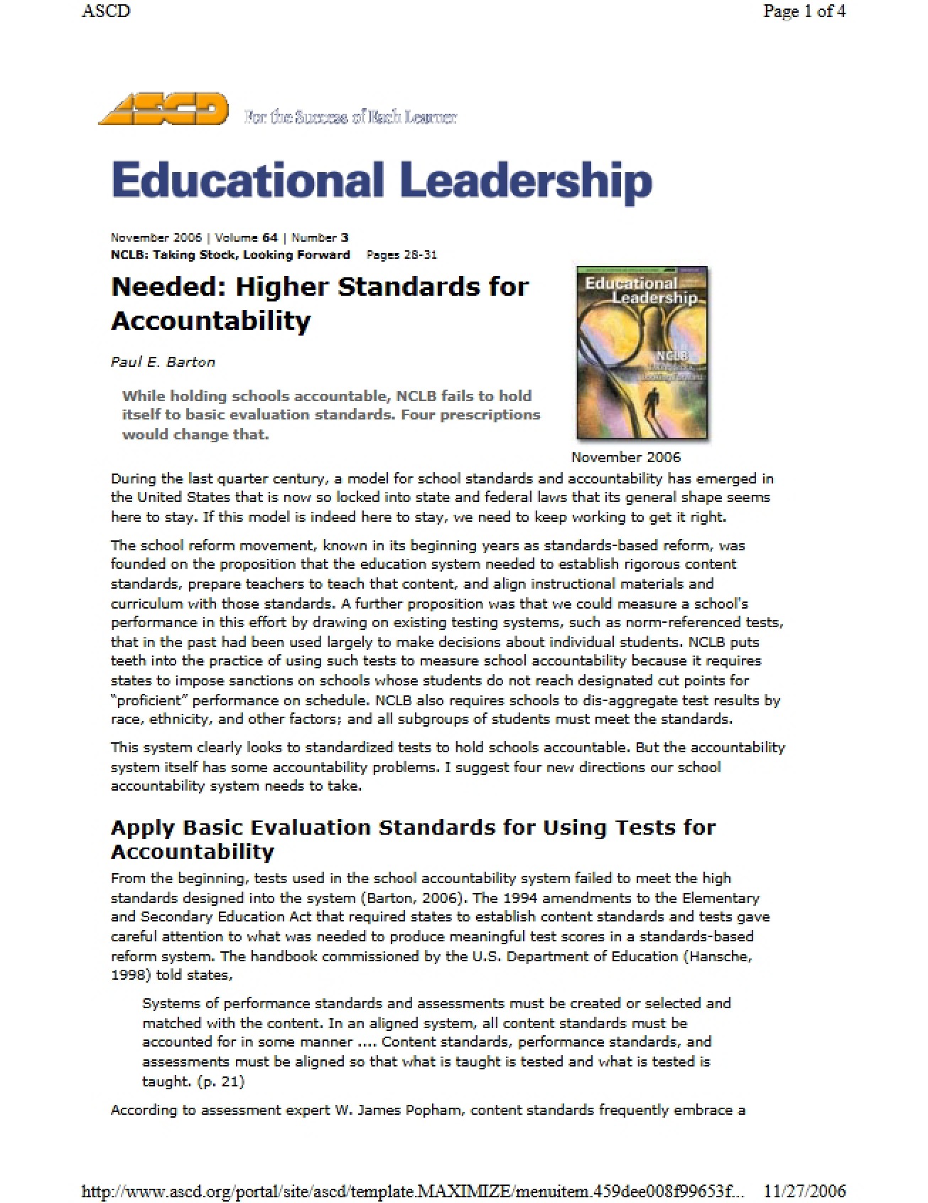 Accountability The Need for Higher Standards