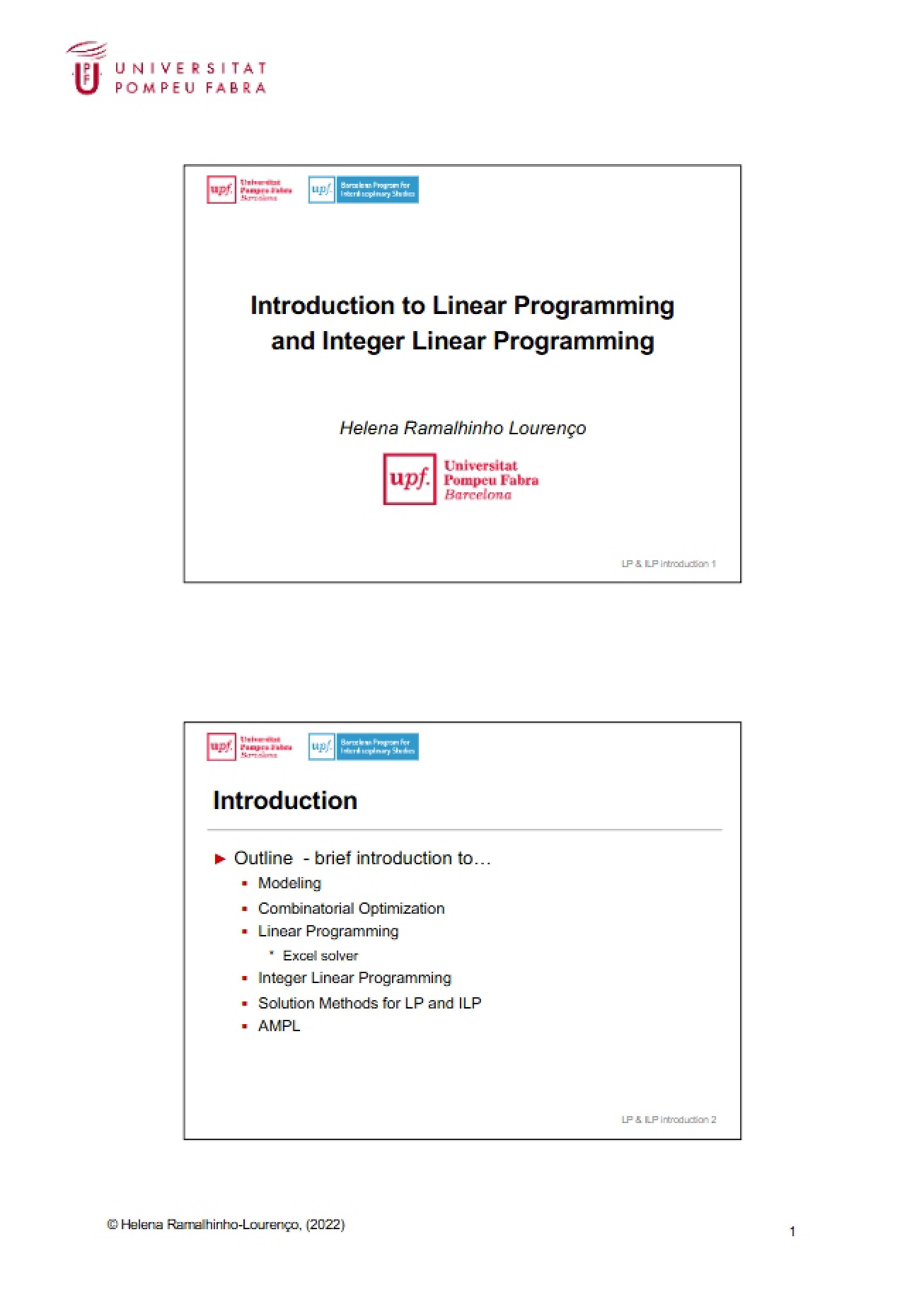 Introduction to Linear and Integer Linear Programming