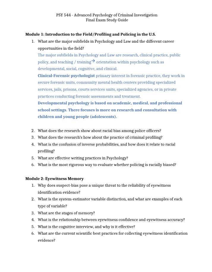PSY 544 Final Study Guide