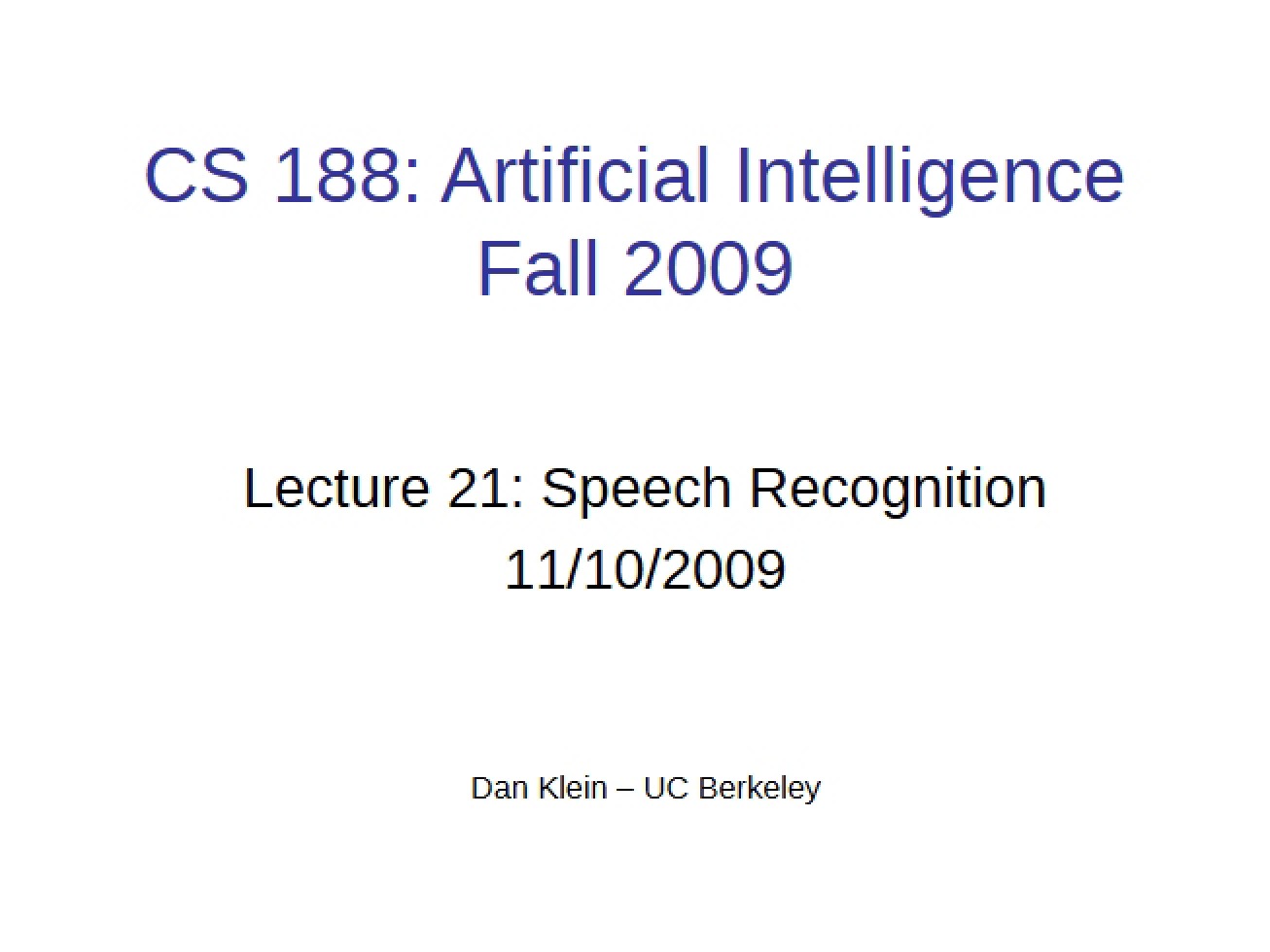 Speech Recognition (Lecture 21)