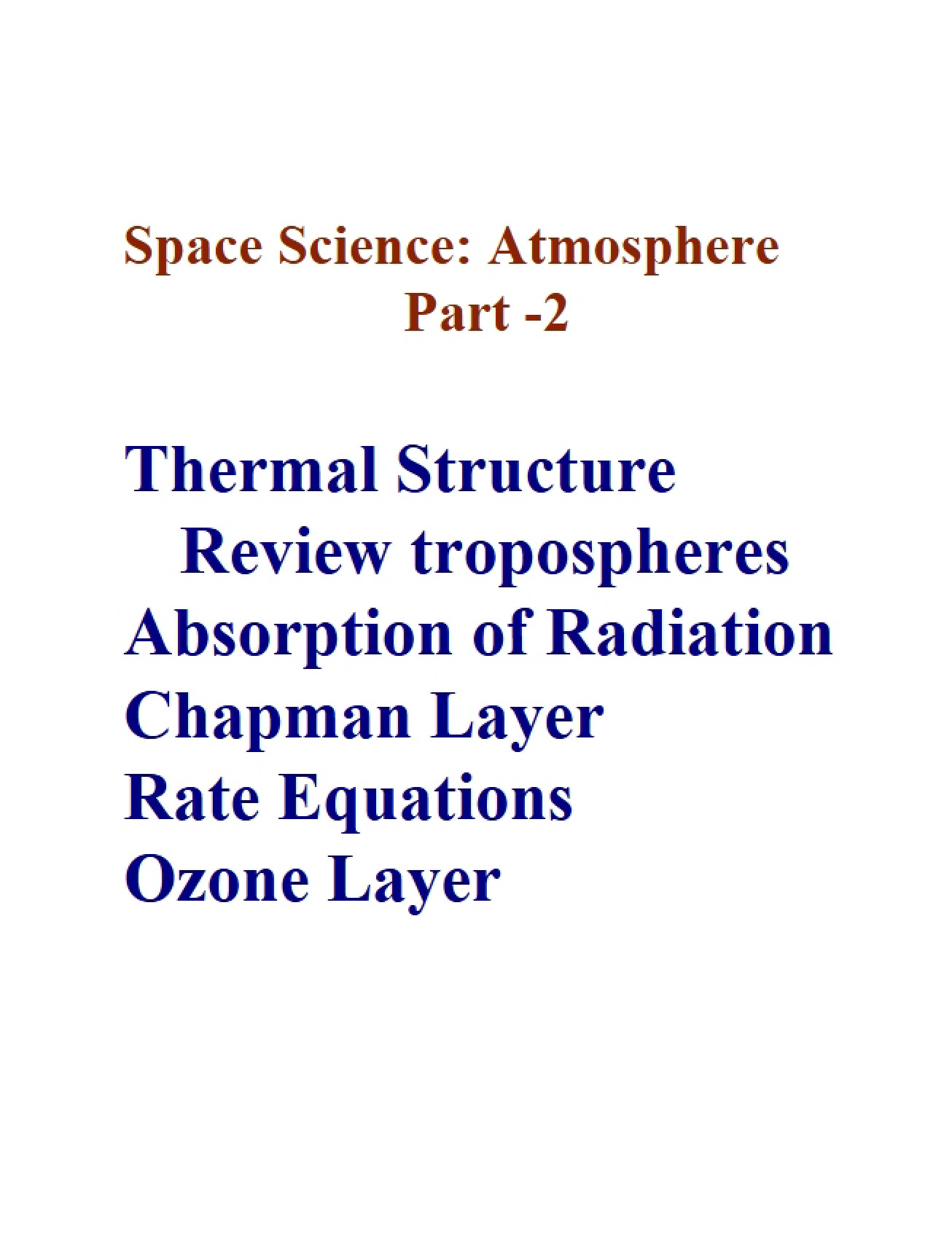 Atmosphere in Space Science
