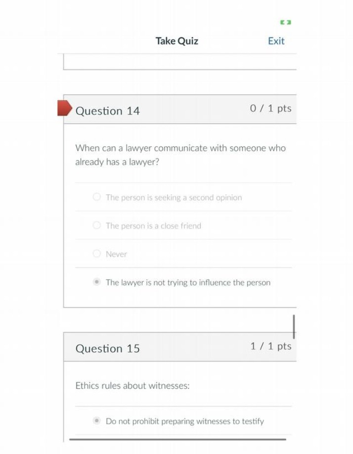 Quiz on Lawyer Ethics