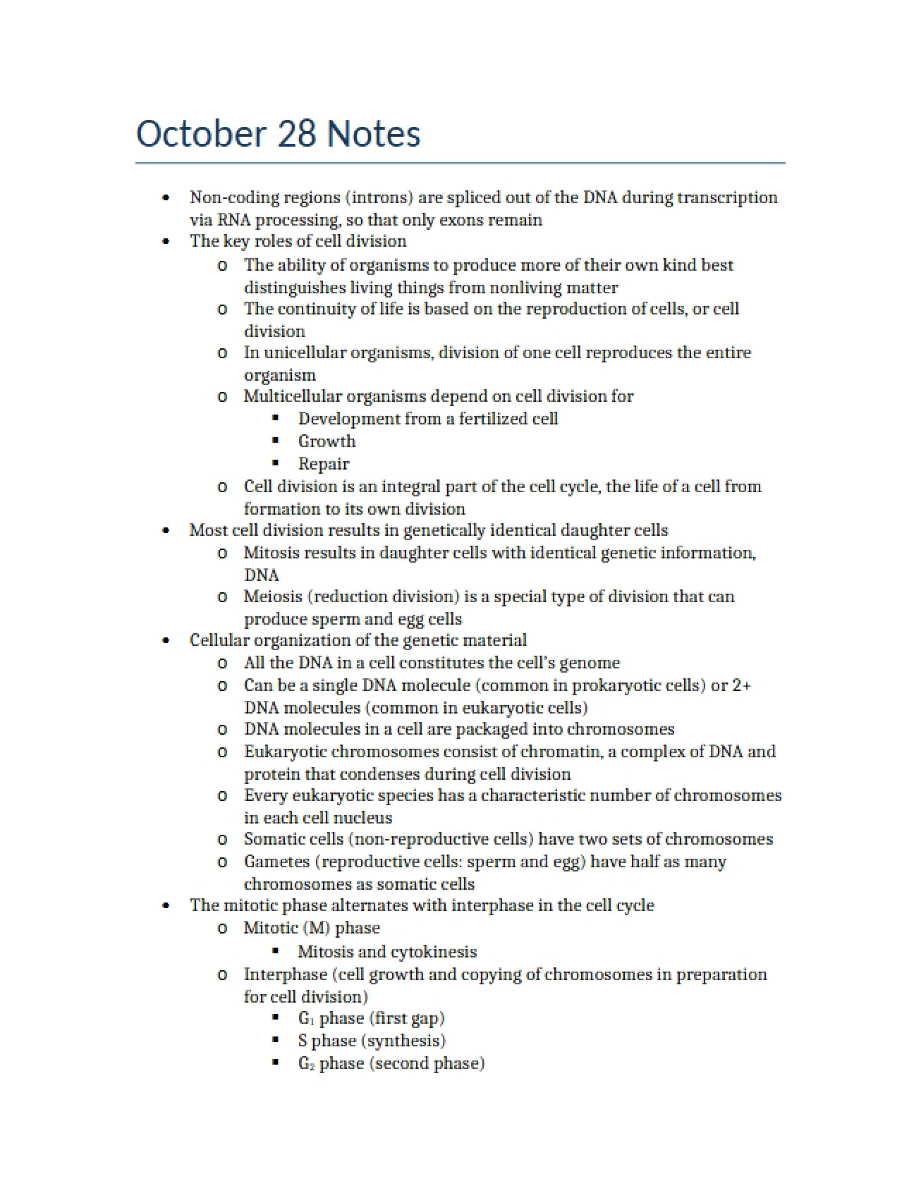 Lecture Notes October 28