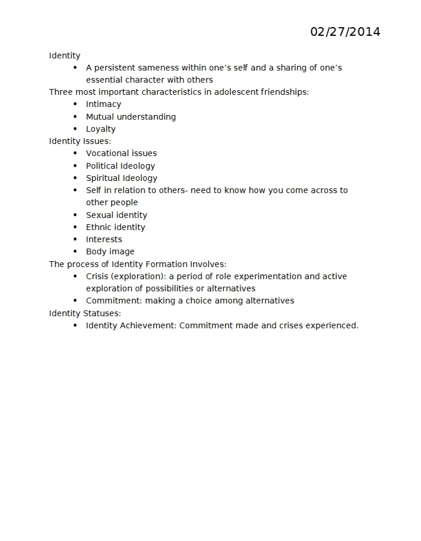 Concepts of Identity