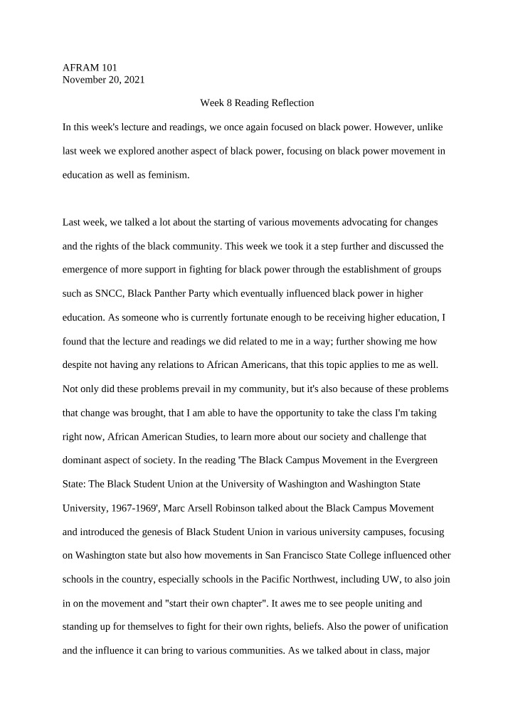 Reading Reflection for Week 8
