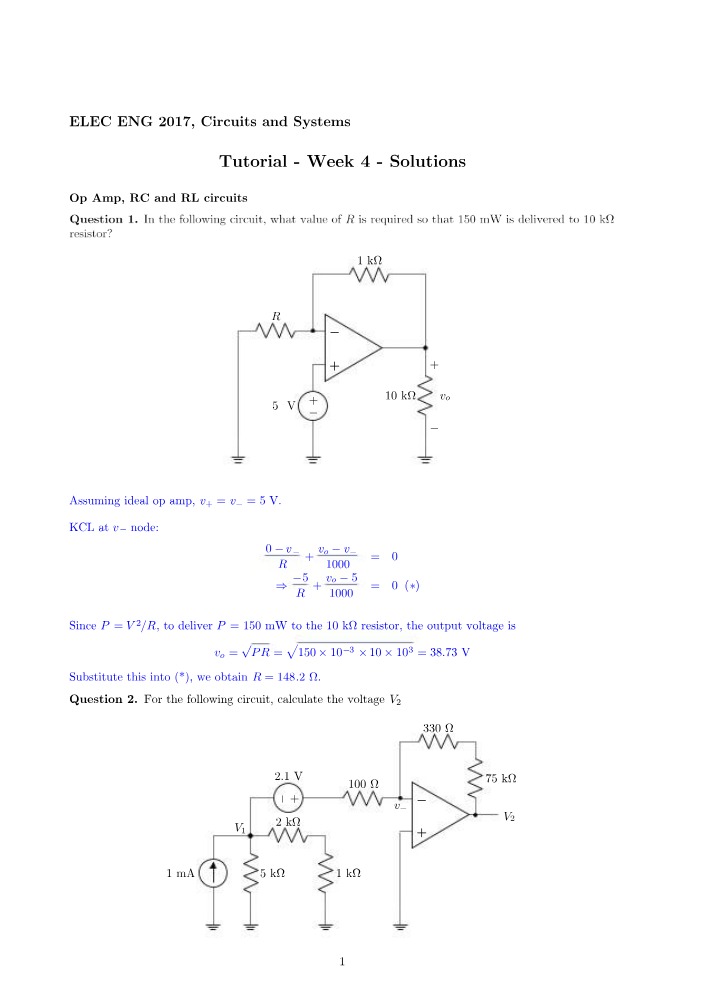Week 4 Tutorial Solutions