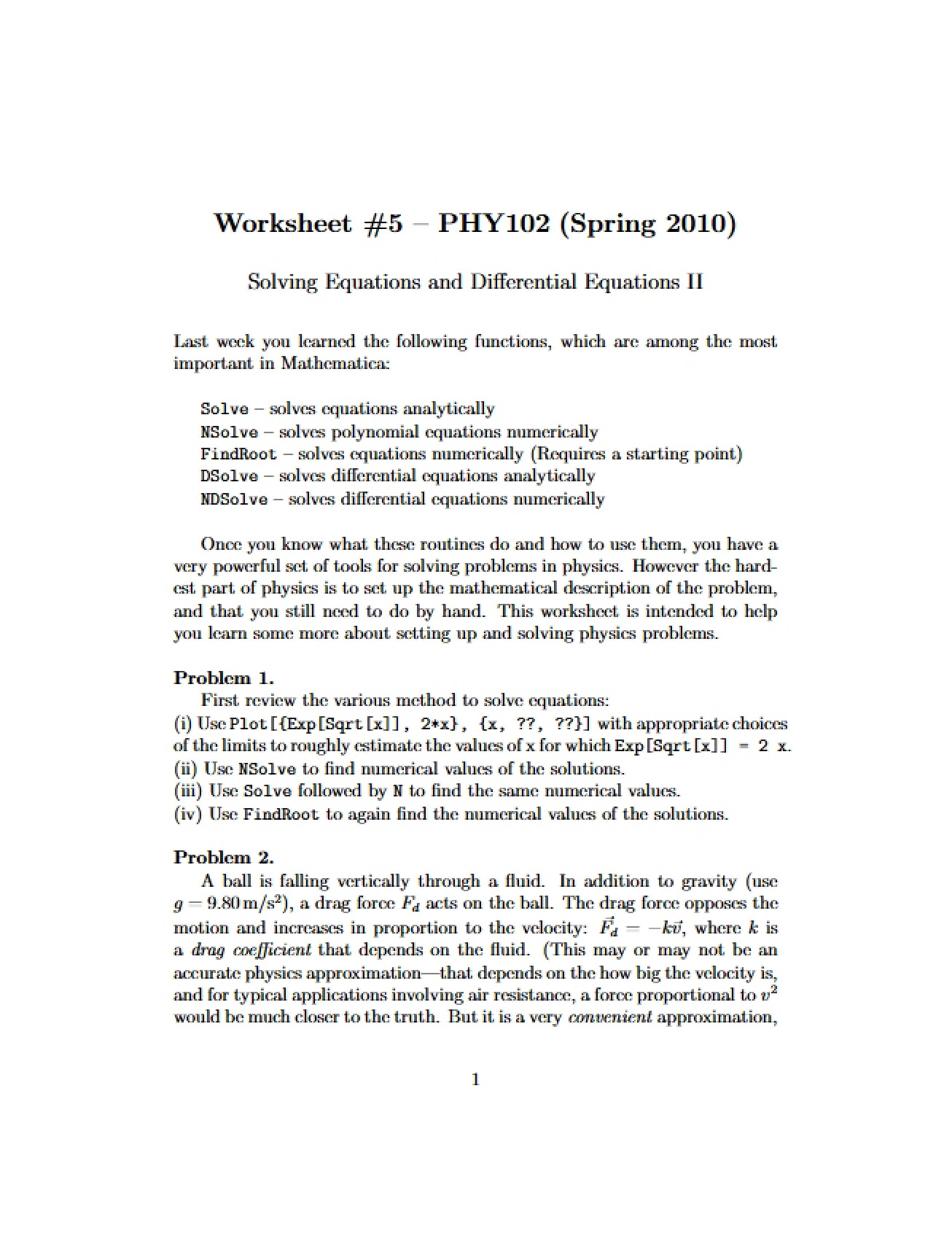 Worksheet 5