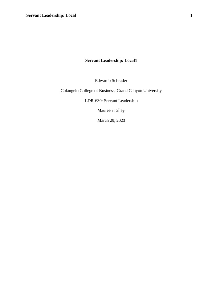 Week 7 - Servant Leadership