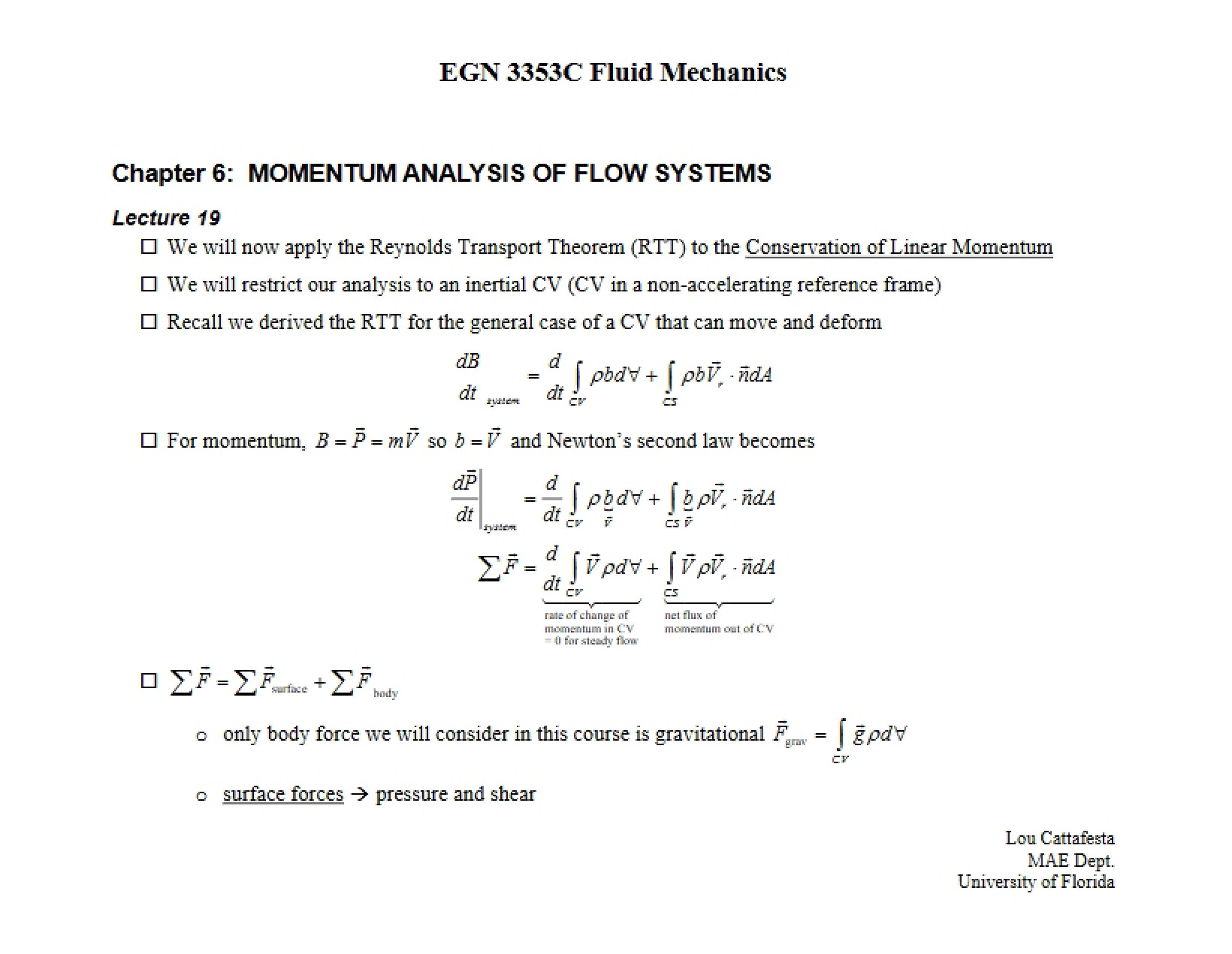 Flow Systems Momentum Analysis