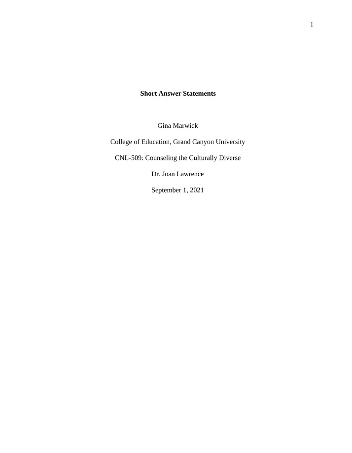 Assignment - Cultural Considerations