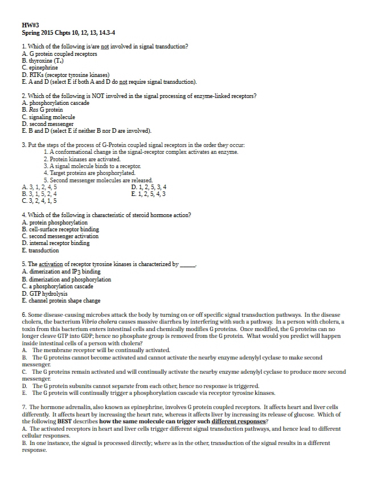 Cell Bio Homework Three