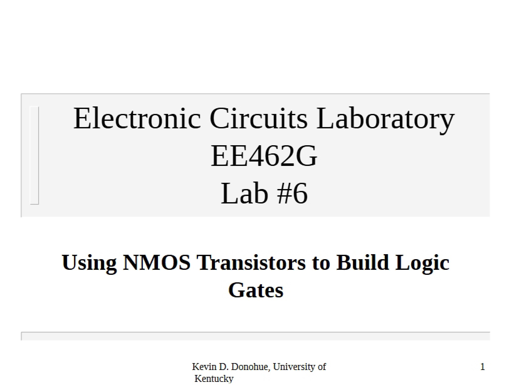 Logic Gate Construction via NMOS Transistors