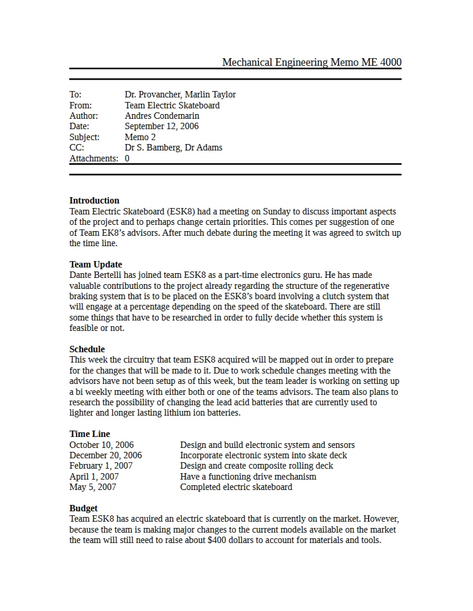 Memo for Mechanical Engineering